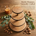 4 Tier Rustic Wood Cupcake Stand with Natural Bark, Varnish Finish, for Wedding, Birthday, Farmhouse Party in, alternate view