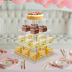 4 Tier Square Cupcake Stand for 50 Cupcakes Acrylic Cupcake Tower in Square, alternate view 4