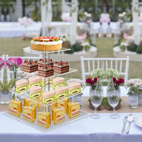 4 Tier Square Cupcake Stand for 50 Cupcakes Acrylic Cupcake Tower in Square, alternate view 5