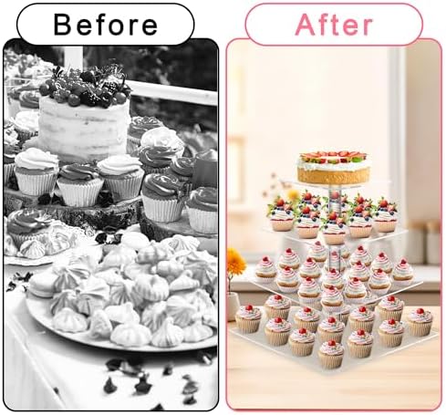4 Tier Square Cupcake Stand for 50 Cupcakes Acrylic Cupcake Tower in Square, alternate view 6