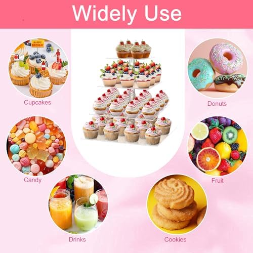 4 Tier Square Cupcake Stand for 50 Cupcakes Acrylic Cupcake Tower in Square, alternate view 7