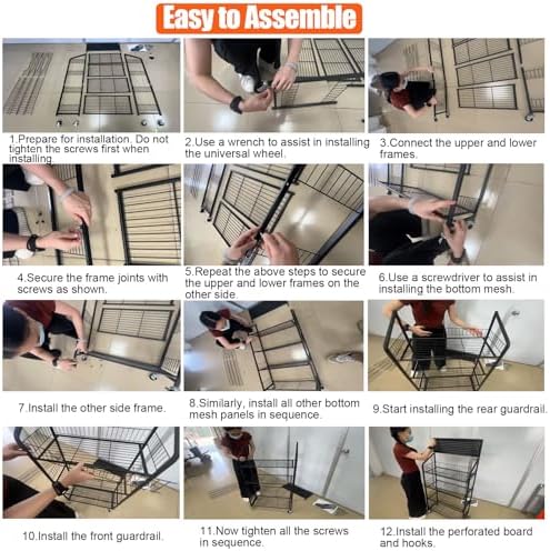 4 Tier Supermaket Snack Rack Display Stand, Free-Standing Black Retail Display Shelves with 12 Hooks & 4 Wheels, alternate