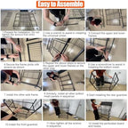 4 Tier Supermaket Snack Rack Display Stand, Free-Standing Black Retail Display Shelves with 12 Hooks & 4 Wheels, alternate