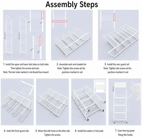 4 Tier Supermaket Snack Rack Display Stand, Free-Standing White Retail Display Shelves with 12 Hooks & 4 Wheels, alternate