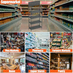 4 Tier Supermaket Snack Rack Heavy Duty, Rolling Retail Display Stand with 15 Hooks & Soild Panel Shelves, alternate view 5