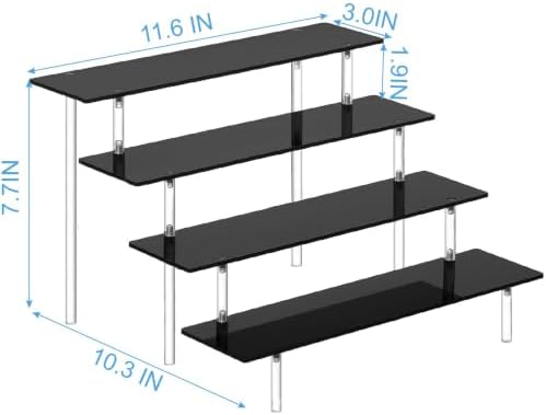 4 Tier Tall Black Acrylic Display Risers, Large Perfume Organizer Stand for Perfume, Cologne, Skincare, alternate view 2