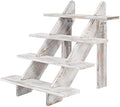 4 Tier White Washed Wood Display Riser, Tabletop Food Stand