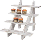 4 Tier White Washed Wood Display Riser, Tabletop Food Stand, alternate view 6
