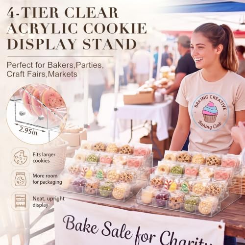 4 Tier Wide Cookie Display Stand, Dessert Stand for Baker & Vendors in 4 Tier, alternate view 3