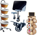 4 Tier Willow Basket Stand & 3 Tier Rotating Sticker Display Bundle Retail Display Rack for Vendors Farmers