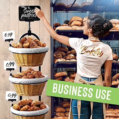 4 Tier Willow Basket Stand & 3 Tier Rotating Sticker Display Bundle Retail Display Rack for Vendors Farmers, alternate view 2