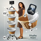 4 Tier Willow Basket Stand & 3 Tier Rotating Sticker Display Bundle Retail Display Rack for Vendors Farmers, alternate view 3