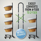 4 Tier Willow Basket Stand & 3 Tier Rotating Sticker Display Bundle Retail Display Rack for Vendors Farmers, alternate view 4