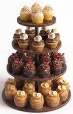 4 Tier Wooden Cupcake Stand, Round Cupcake Tower, Cupcake Holder Stand, Cupcake Display Stand for Wedding
