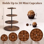 4 Tier Wooden Cupcake Stand, Round Cupcake Tower, Cupcake Holder Stand, Cupcake Display Stand for Wedding, alternate view 3