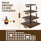 4-Tier Wooden Cupcake Stand - Rustic Cupcake Tower & Dessert Display Stand - Tiered Serving Tray for Cake Table, alternate