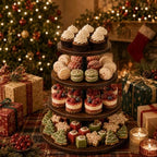 4 Tier Wooden Cupcake Tower, Rotatable Wood Cake Dessert Tower Holder, Round Rustic Tiered Cupcake Serving, alternate view 2