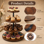 4 Tier Wooden Cupcake Tower, Rotatable Wood Cake Dessert Tower Holder, Round Rustic Tiered Cupcake Serving, alternate view 5