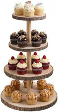 4 Tier Wooden Cupcake Tower, Wood Cupcake Stand, Tiered Dessert Stands, Large Rustic Cupcakes Display Holder