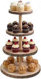 4 Tier Wooden Cupcake Tower, Wood Cupcake Stand, Tiered Dessert Stands, Large Rustic Cupcakes Display Holder
