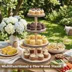 4 Tier Wooden Cupcake Tower, Wood Cupcake Stand, Tiered Dessert Stands, Large Rustic Cupcakes Display Holder, alternate view