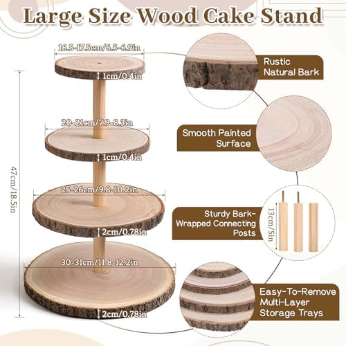 4 Tier Wooden Cupcake Tower, Wood Cupcake Stand, Tiered Dessert Stands, Large Rustic Cupcakes Display Holder, alternate view