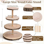 4 Tier Wooden Cupcake Tower, Wood Cupcake Stand, Tiered Dessert Stands, Large Rustic Cupcakes Display Holder, alternate view