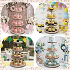 4 Tier Wooden Cupcake Tower, Wood Cupcake Stand, Tiered Dessert Stands, Large Rustic Cupcakes Display Holder, alternate view