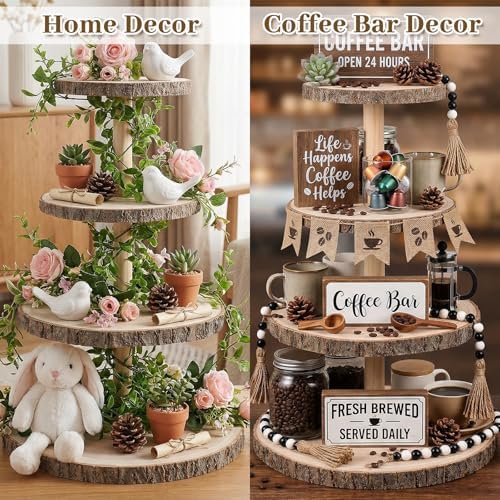 4 Tier Wooden Cupcake Tower, Wood Cupcake Stand, Tiered Dessert Stands, Large Rustic Cupcakes Display Holder, alternate view