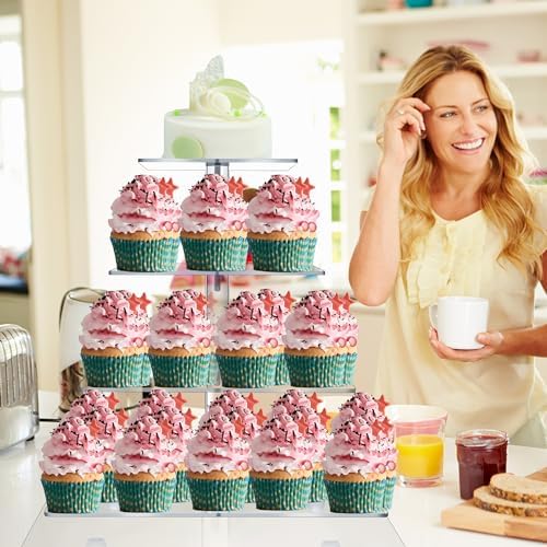 4 Tiered Square Acrylic Cupcake Holder-Cake Stand-Cupcake Stand in Clear, alternate view 2
