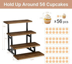 4 Tiered Tray Stand for Food Cookie Wooden Dessert Display Risers for Party Wedding Buffet Stepped Risers, alternate view 3