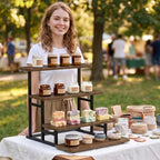 4 Tiered Tray Stand for Food Cookie Wooden Dessert Display Risers for Party Wedding Buffet Stepped Risers, alternate view 6