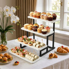 4 Tiered Tray Stand for Food Cookie Wooden Dessert Display Risers for Party Wedding Buffet Stepped Risers, alternate view 2