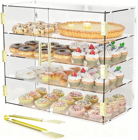 4 Tiers Countertop Bakery Display Case in Transparent