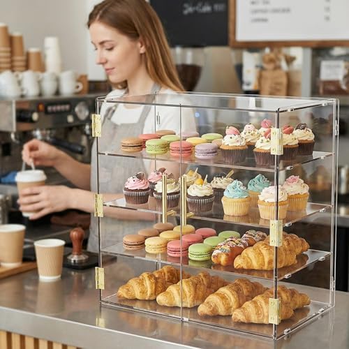 4 Tiers Countertop Bakery Display Case in Transparent, alternate view 2
