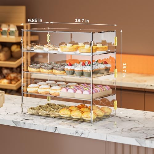 4 Tiers Countertop Bakery Display Case in Transparent, alternate view 3