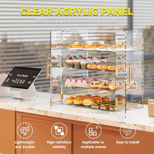 4 Tiers Countertop Bakery Display Case in Transparent, alternate view 6