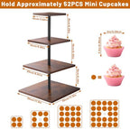 4 Tire Cupcake Stand with 1 Donut Stand,360 Rotating Cupcake Stand for 50 Cupcakes, Square Cupcake Holder, alternate view 2