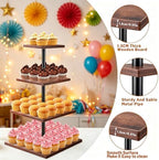 4 Tire Cupcake Stand with 1 Donut Stand,360 Rotating Cupcake Stand for 50 Cupcakes, Square Cupcake Holder, alternate view 3
