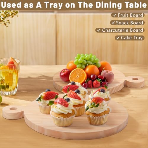4 Tire Round Cake Stand,360°Rotatable Cupcake Stand, Ruistic Wood Cupcake Tower, Cupcake Table Display Set Cake, alternate