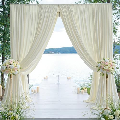 40×12ft Wrinkle Free Ivory Backdrop Curtain for Wedding Parties, 8 Panels 5×12ft Long Soft Silky Polyester, alternate view 5