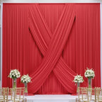 40×14ft Wrinkle Free Red Backdrop Curtain for Wedding Parties,8 Panels 5×14ft Height Soft Silky Polyester, alternate view 5