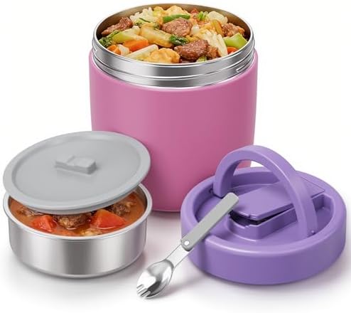 40.5oz Thermo for Hot Food Adults, Soup Thermo Lunch Containers with Wide Mouth & Spoon, Stainless Steel Vacuum