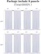 40 ft x 10 ft Thick White Backdrop Curtain for Wedding Parties, 8 Panels White Polyester Wedding Backdrop Drapes, alternate