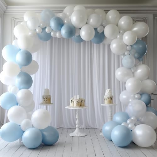 40 ft x 10 ft Thick White Backdrop Curtain for Wedding Parties, 8 Panels White Polyester Wedding Backdrop Drapes, alternate