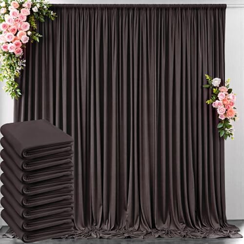 40 ft x 10 ft Wrinkle Free Brown Backdrop Curtain for Parties, Wedding Brown Photo Backdrop Drapes, Fabric 8