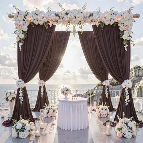 40 ft x 10 ft Wrinkle Free Brown Backdrop Curtain for Parties, Wedding Brown Photo Backdrop Drapes, Fabric 8, alternate view