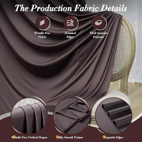 40 ft x 10 ft Wrinkle Free Brown Backdrop Curtain for Parties, Wedding Brown Photo Backdrop Drapes, Fabric 8, alternate view