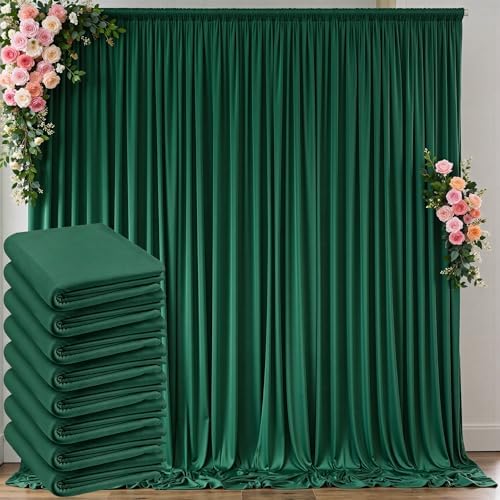 40 ft x 10 ft Wrinkle Free Hunter Green Backdrop Curtain for Parties, Polyester Dark Green Photo Backdrop Drapes