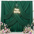 40 ft x 10 ft Wrinkle Free Hunter Green Backdrop Curtain for Parties, Polyester Dark Green Photo Backdrop Drapes, alternate
